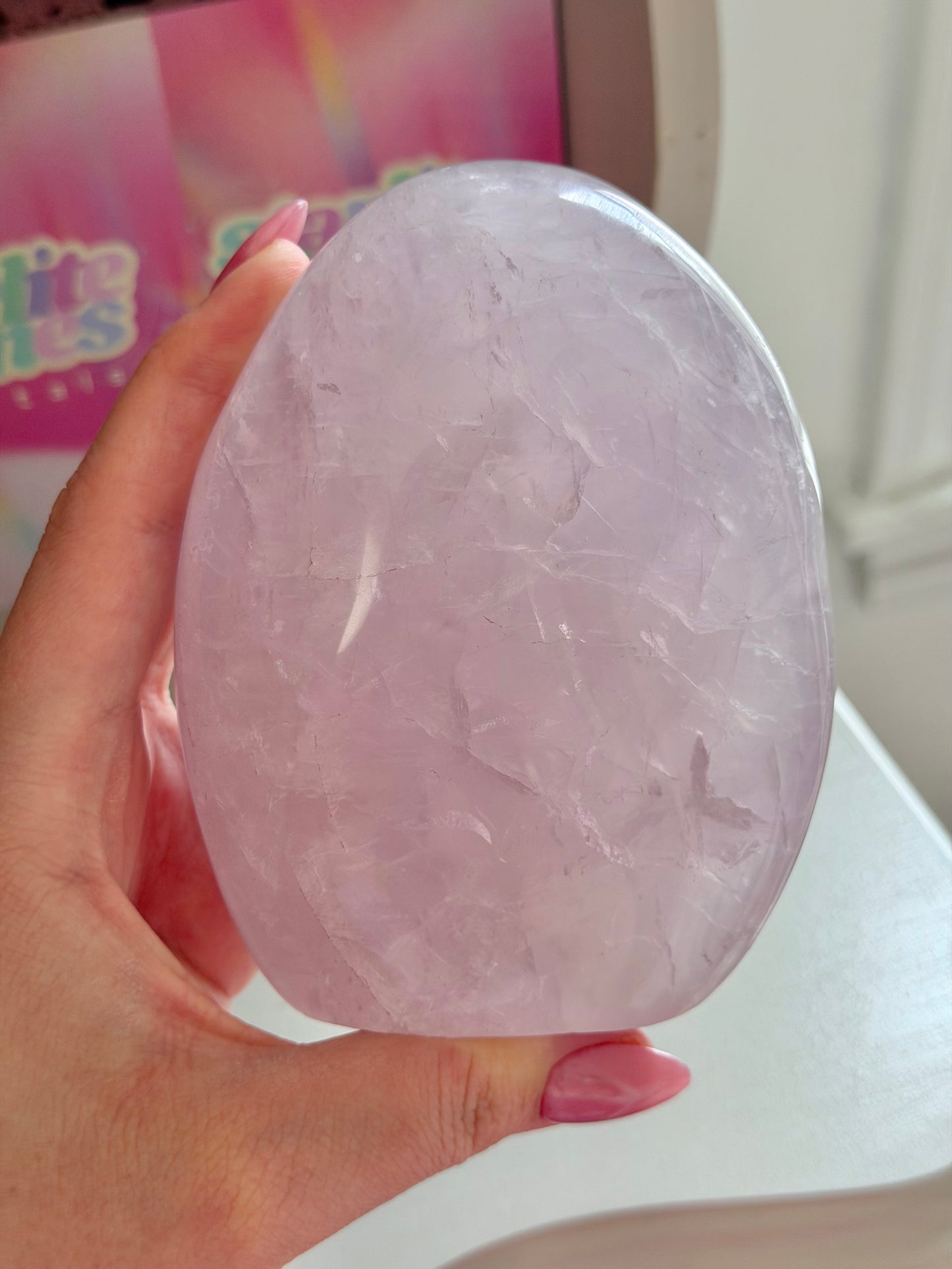 Pale purple rose quartz freeform