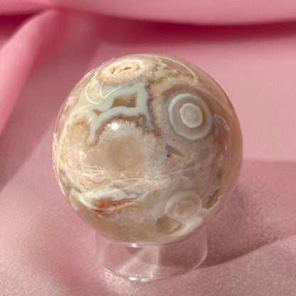 Pink amethyst flower agate sphere (O)