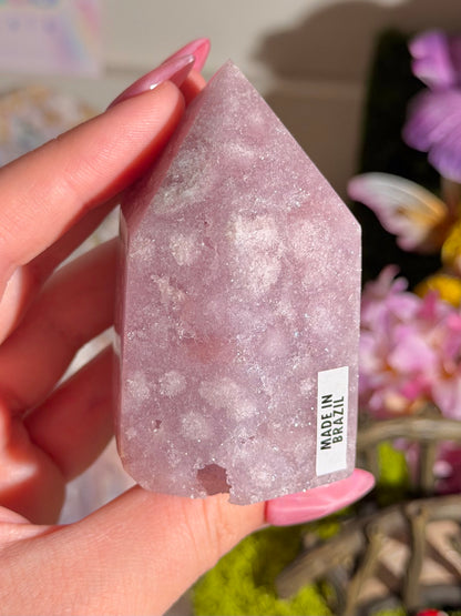 Pastel lilac pink amethyst tower from Brazil