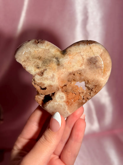 Brazilian Pink Amethyst Heart On Stand