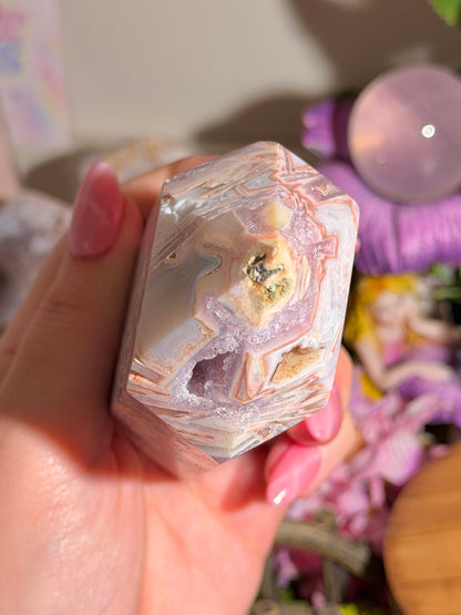 Unique purple and blue pink amethyst tower from Brazil