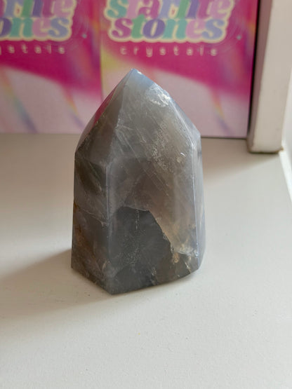 Blue rose quartz tower