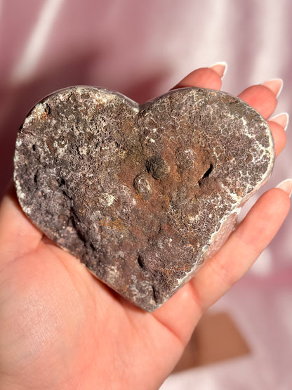 Brazilian Pink Amethyst Heart On Stand