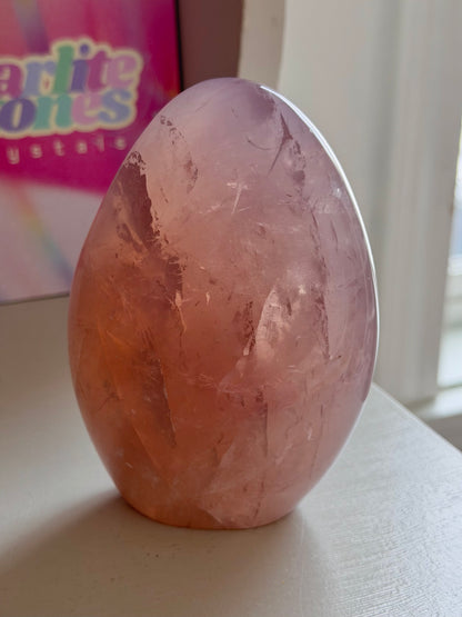 Glowy rose quartz freeform
