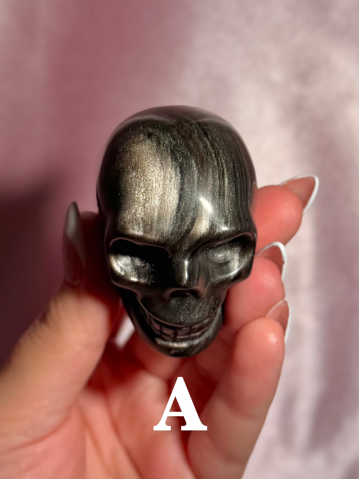 YOU PICK ⟢ Silver Sheen Obsidian Skull Carving
