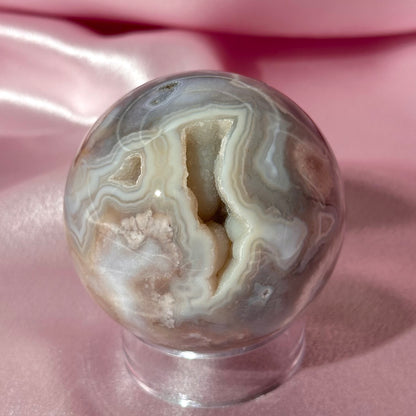 Pink amethyst flower agate sphere (F)