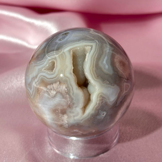 Pink amethyst flower agate sphere (F)