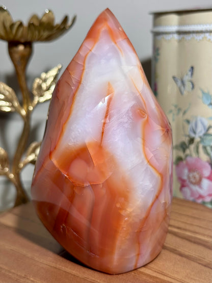 Glowy peachy pink carnelian flame