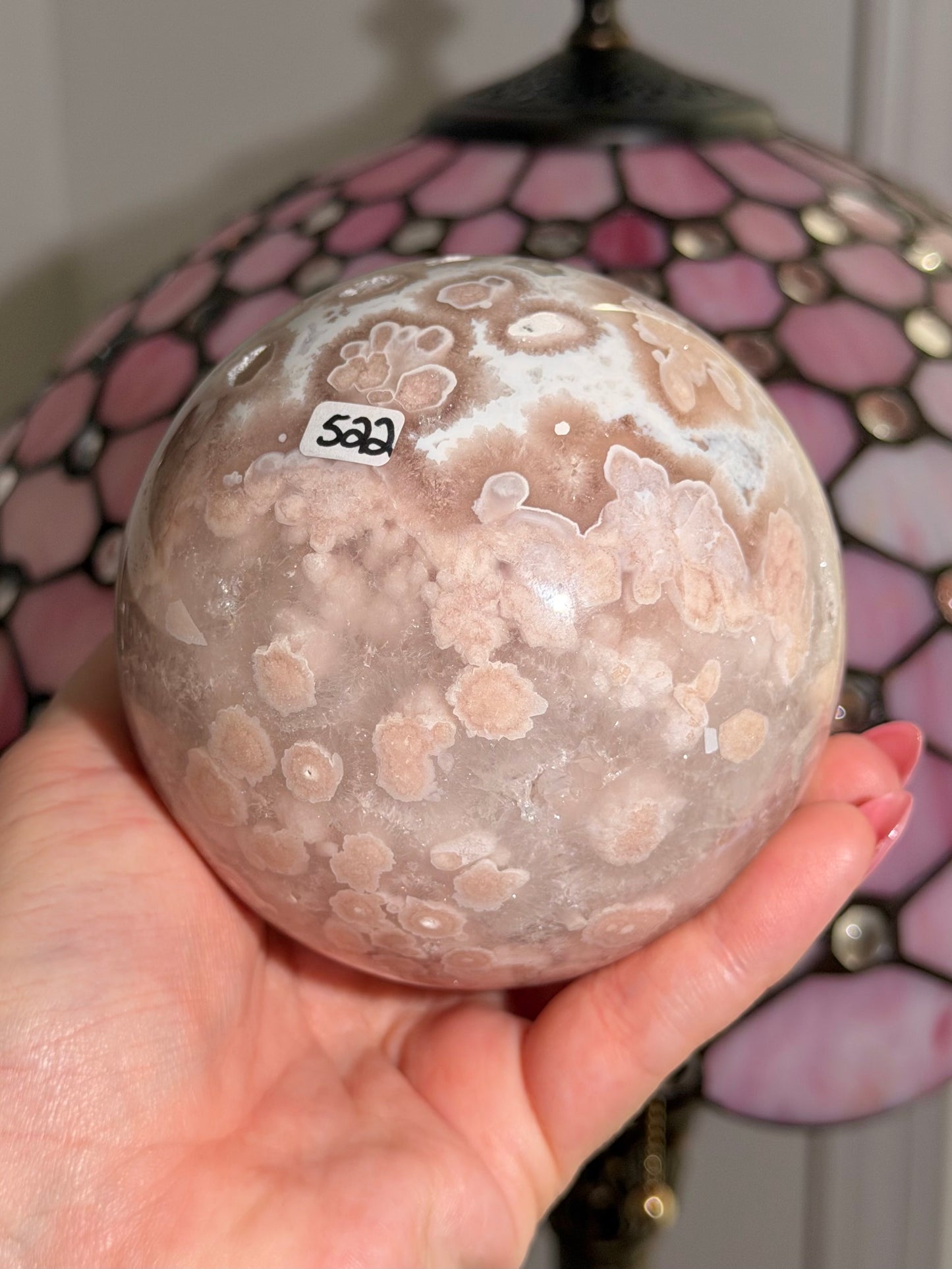 Statement Pink amethyst x flower agate sphere