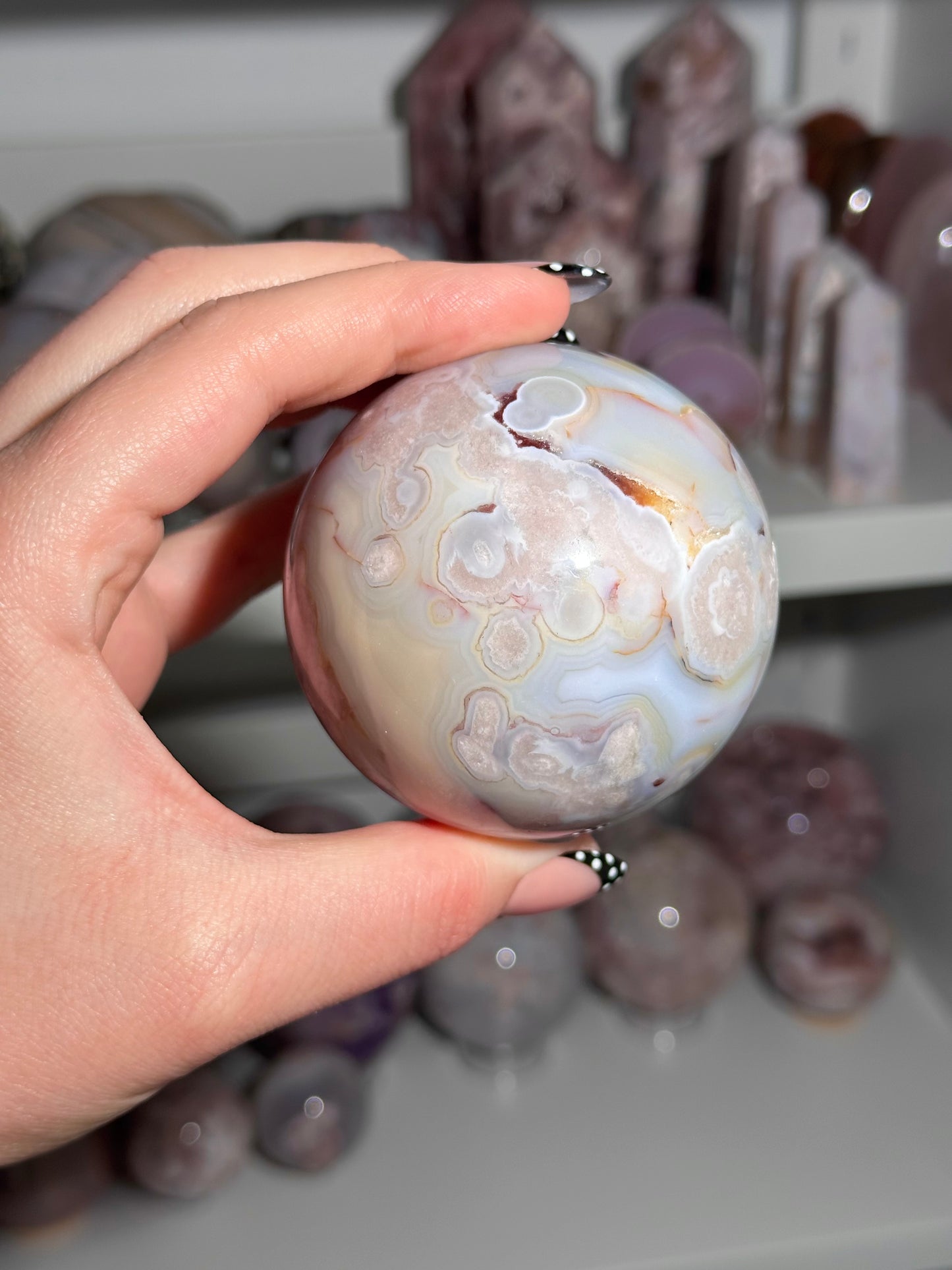 Colorful pastel flower agate sphere