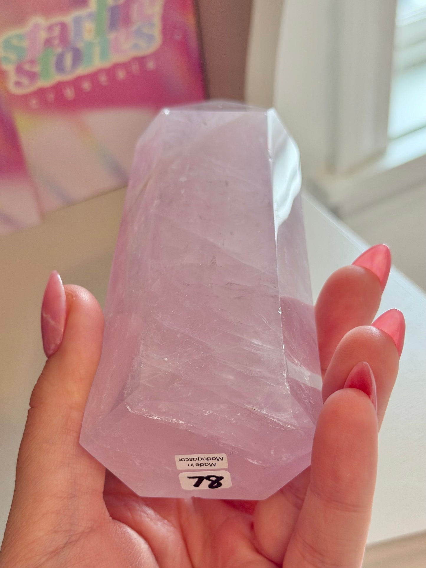 Pastel lavender rose quartz tower