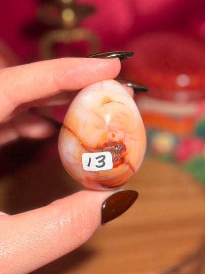 Pastel cool toned carnelian egg with funky banding