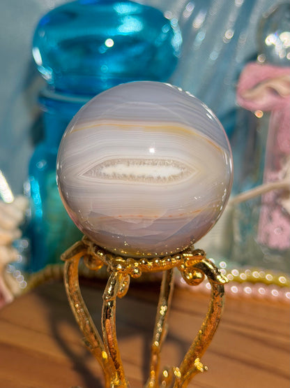 Blue agate sphere from Madagascar 25A