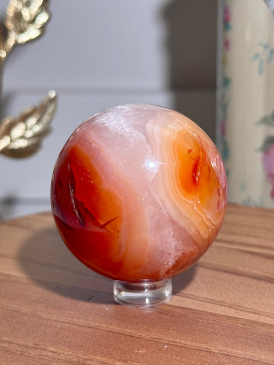 Quartzy carnelian sphere