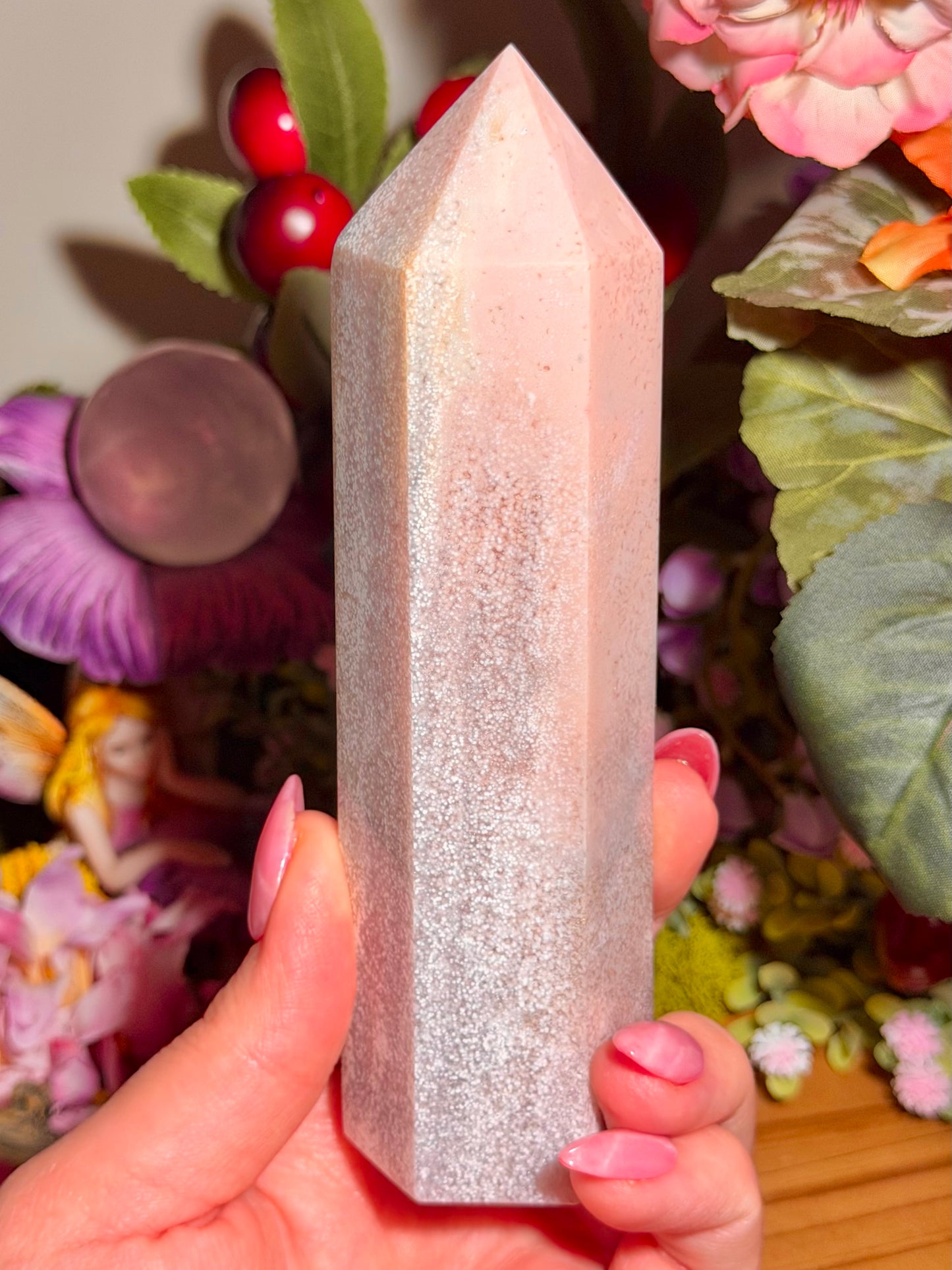 Pastel pink orby sea jasper tower