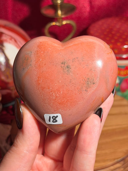 Pink & green polychrome jasper heart