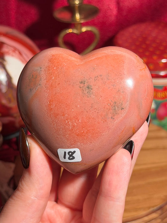 Pink & green polychrome jasper heart