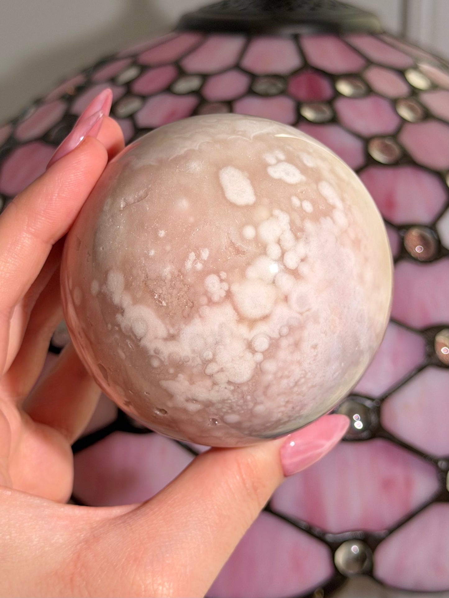 Pink amethyst x flower agate sphere