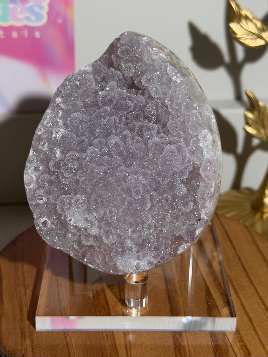 Brazilian purple sugar amethyst egg on stand - XL