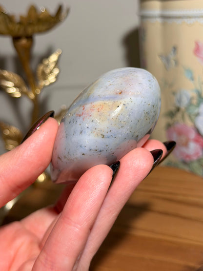Puffy pastel rainbow sea jasper heart