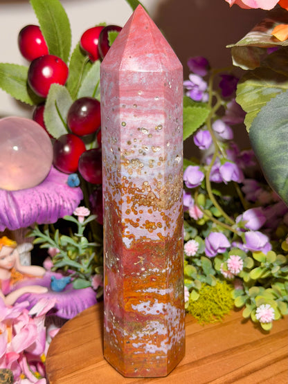 Strawberry pink orby sea jasper tower