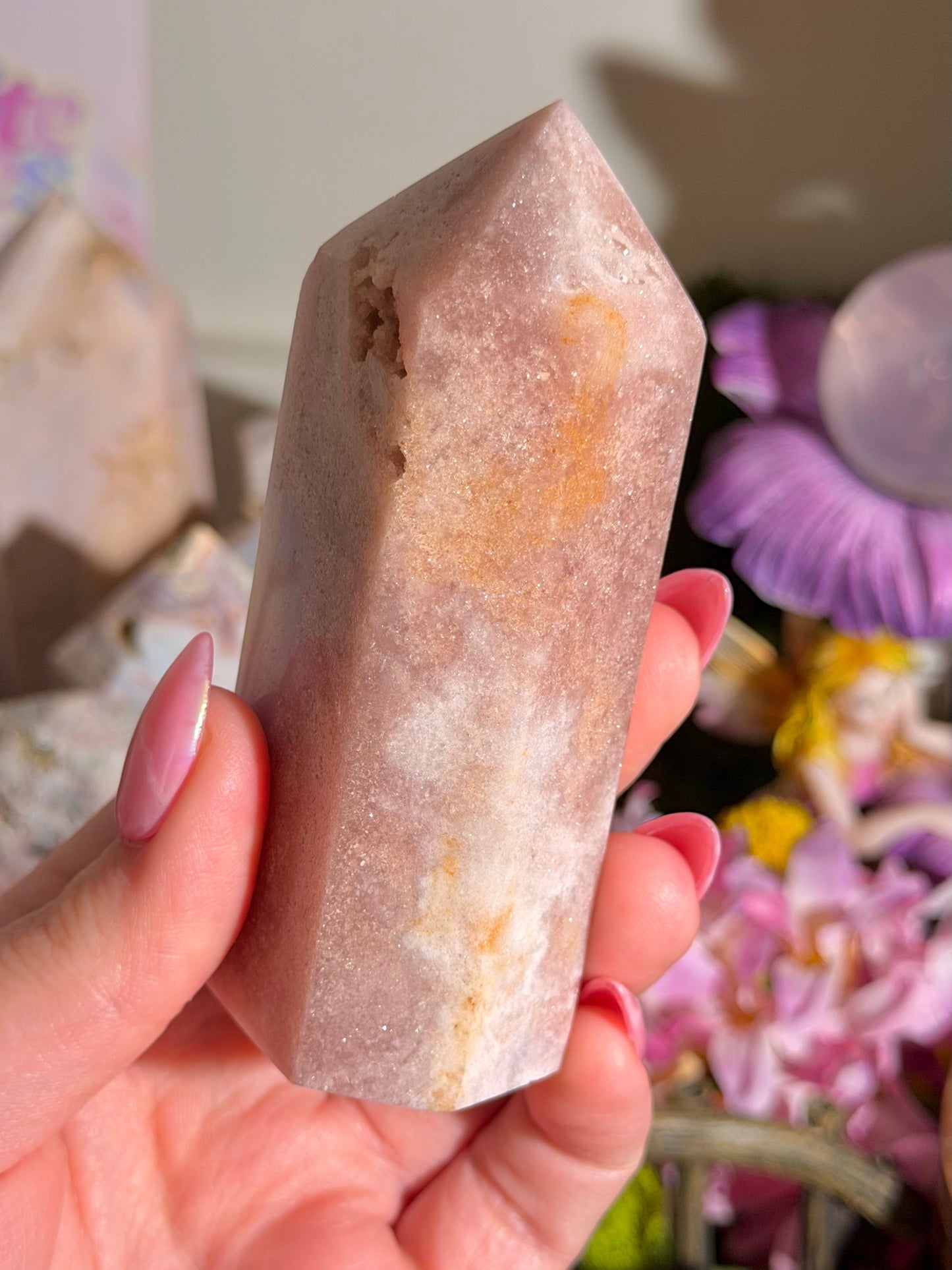 Pink "nebula" amethyst tower from Brazil