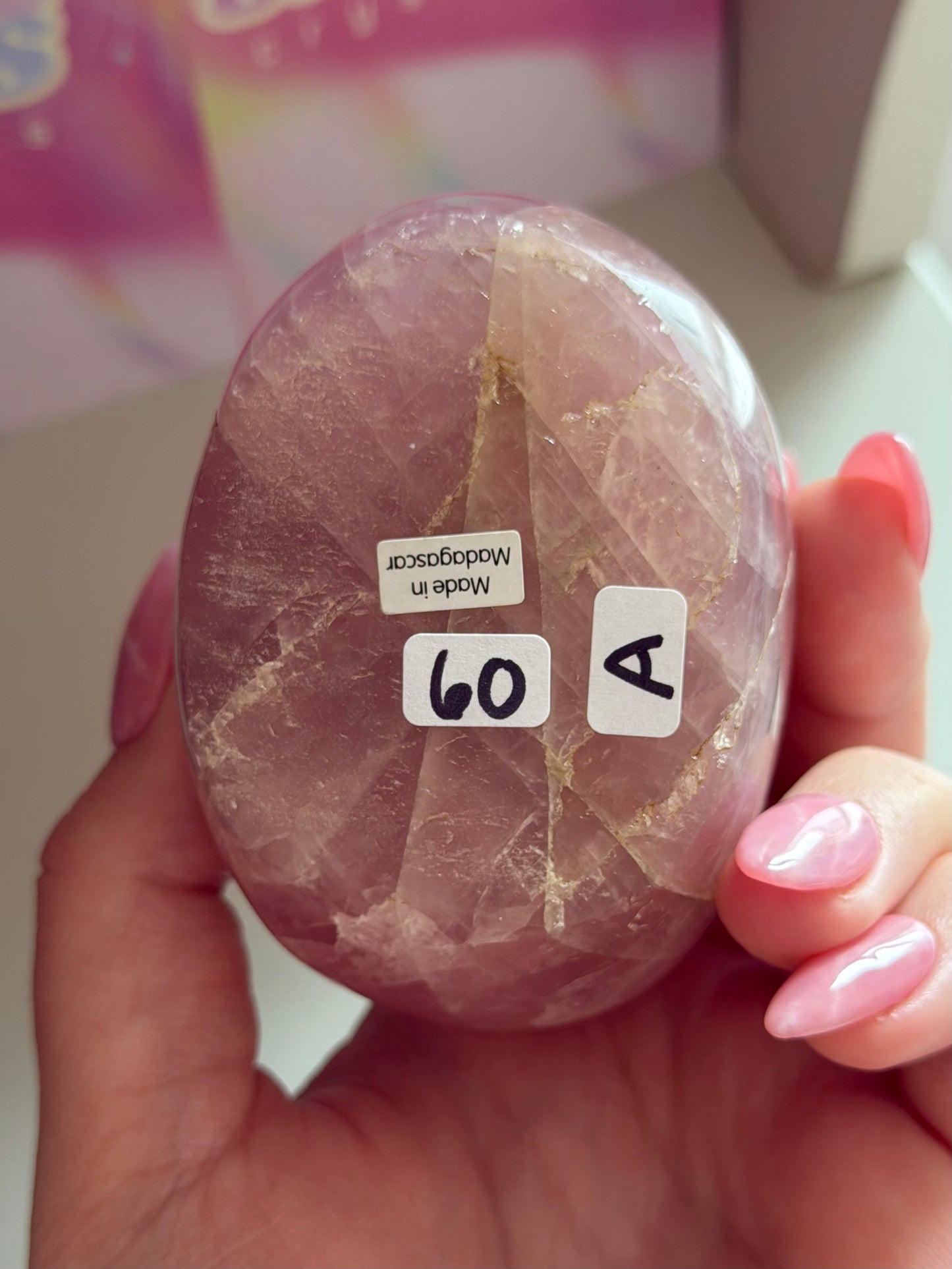 “Guava” pink rose quartz freeform