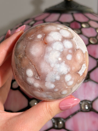 Pink amethyst x flower agate sphere