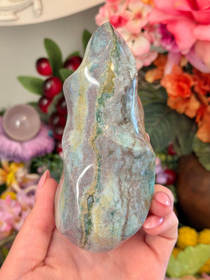 "Starry Night" pastel sea jasper flame