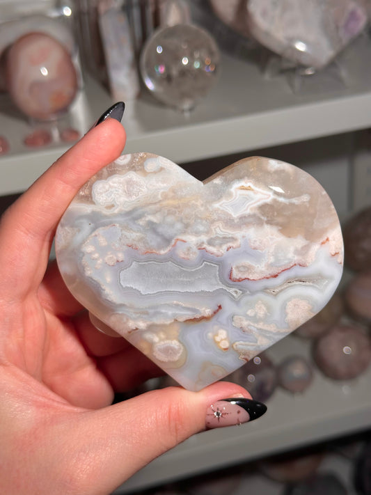 Flower agate heart (J)