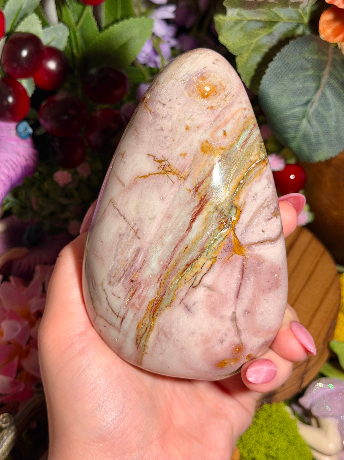 Fairy pink and green sea jasper freeform