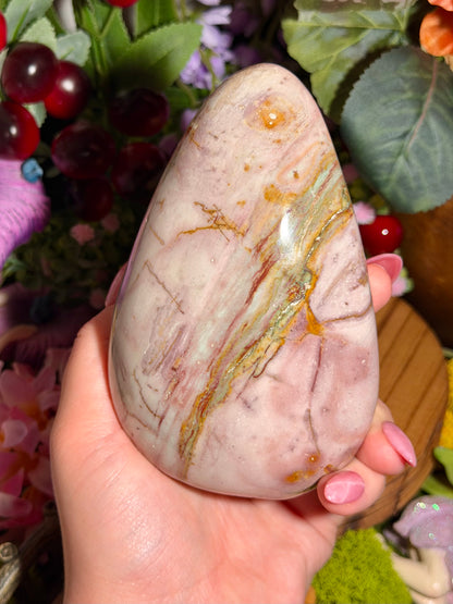 Fairy pink and green sea jasper freeform