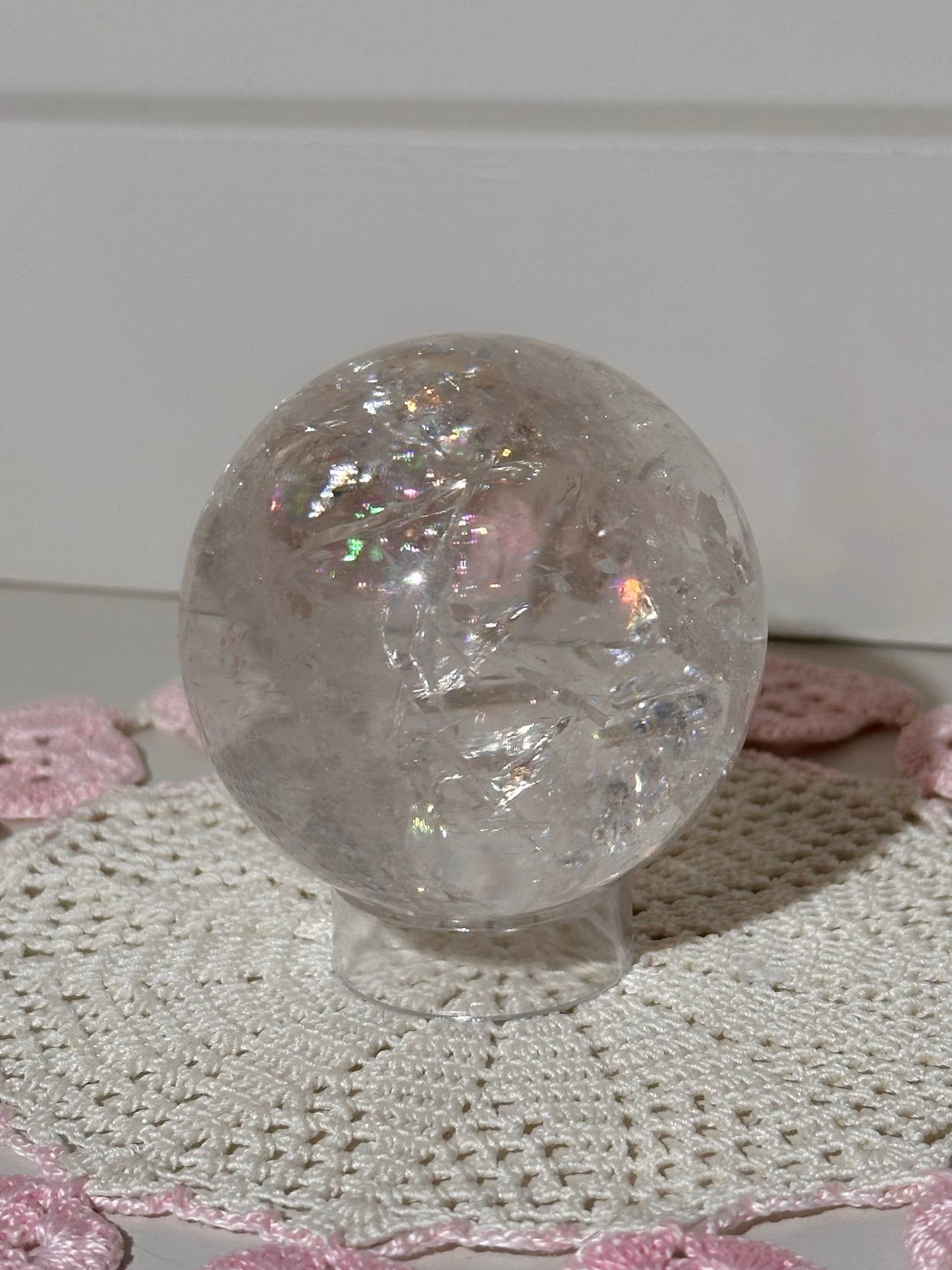 HQ rainbow clear quartz sphere
