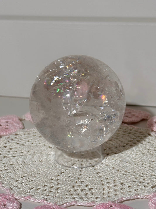 HQ rainbow clear quartz sphere