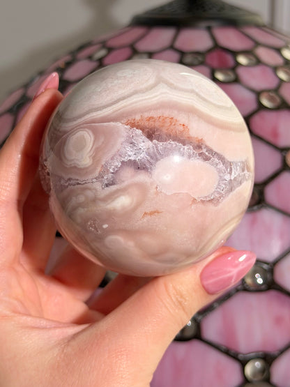 Quartzy Pink amethyst x flower agate sphere