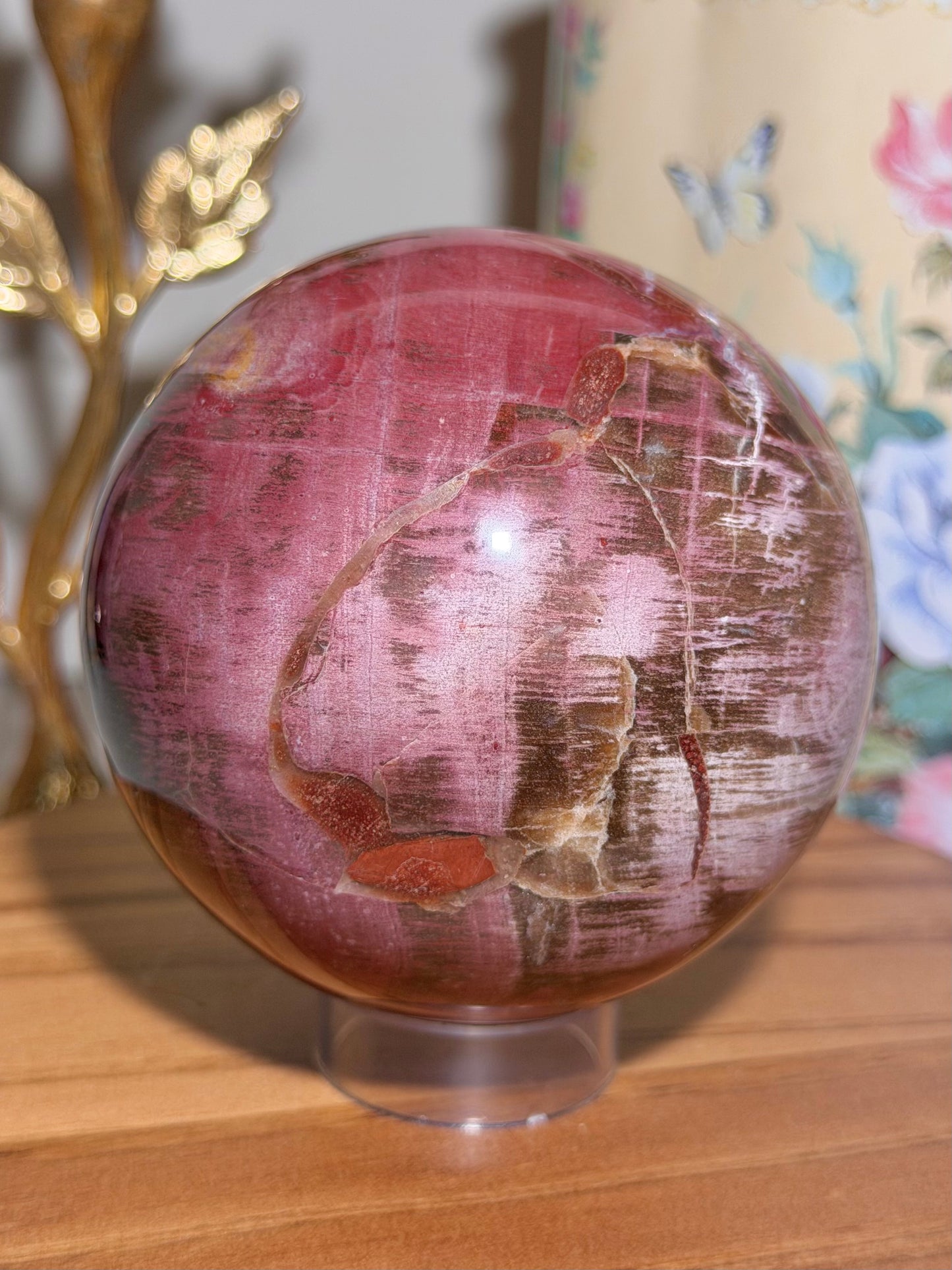 Pink petrified wood sphere *imperfect