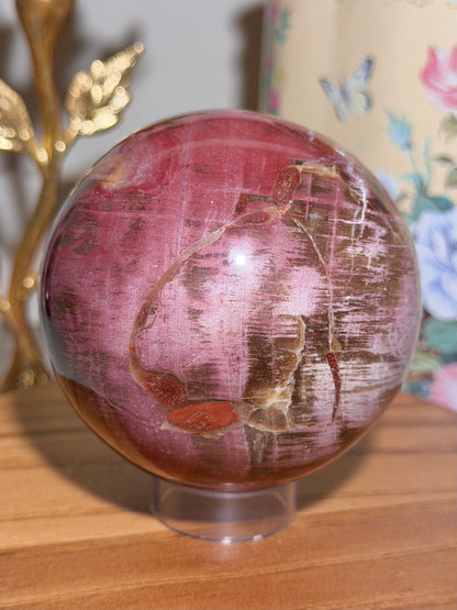 Pink petrified wood sphere *imperfect