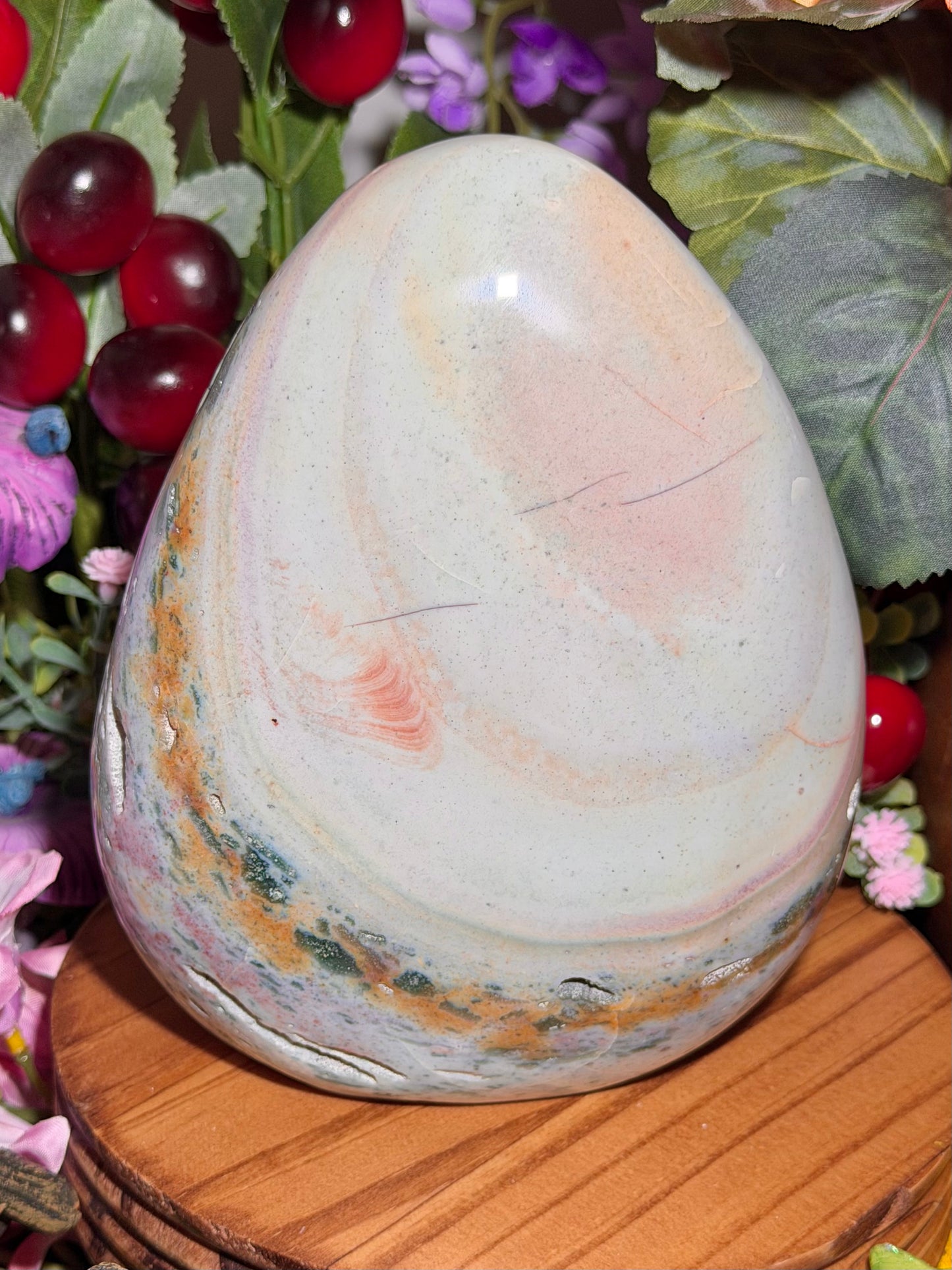 Large pastel rainbow sea jasper freeform
