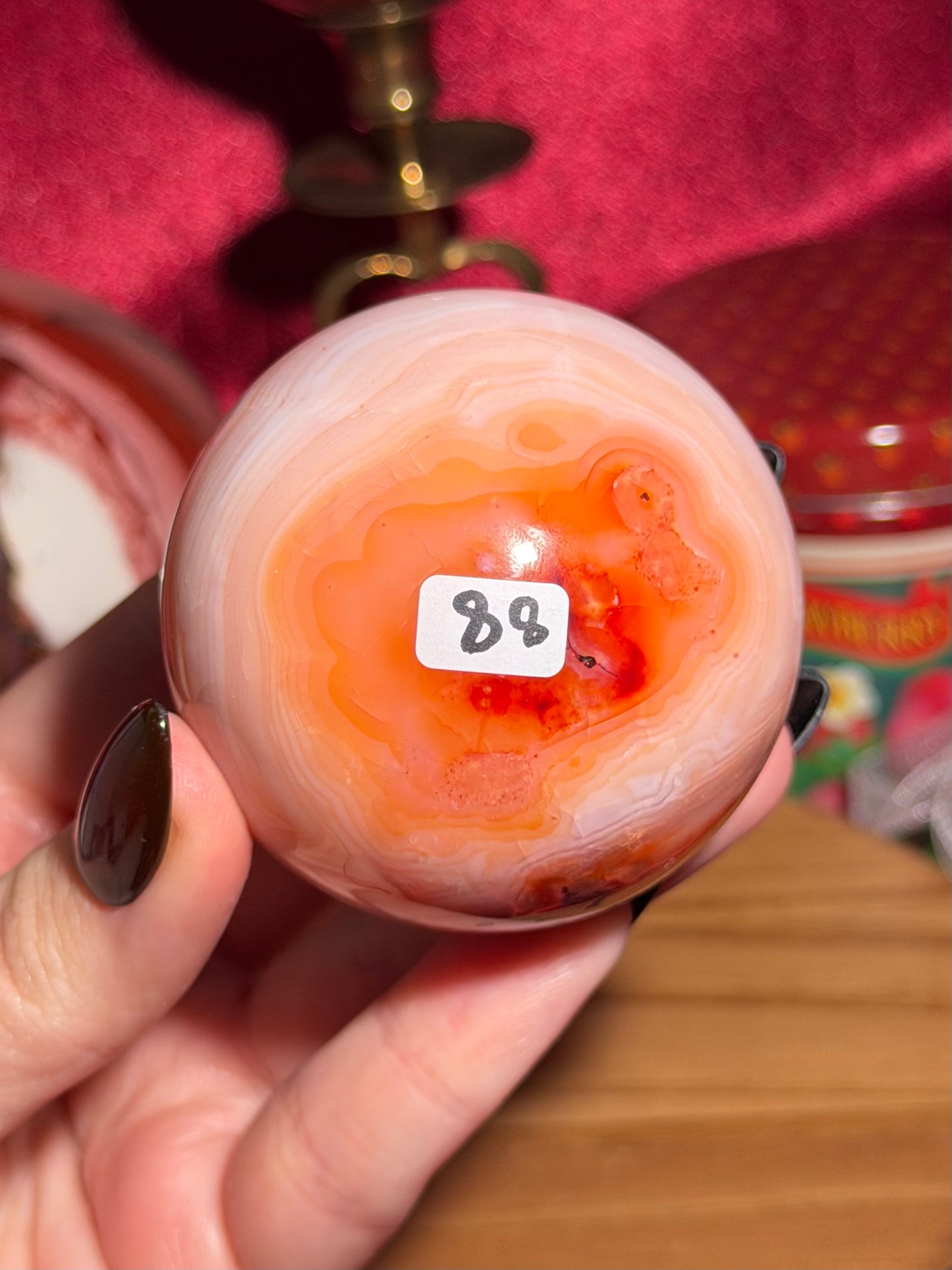 Pastel pink carnelian sphere