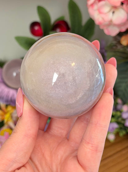 Pastel lilac and yellow sea jasper sphere