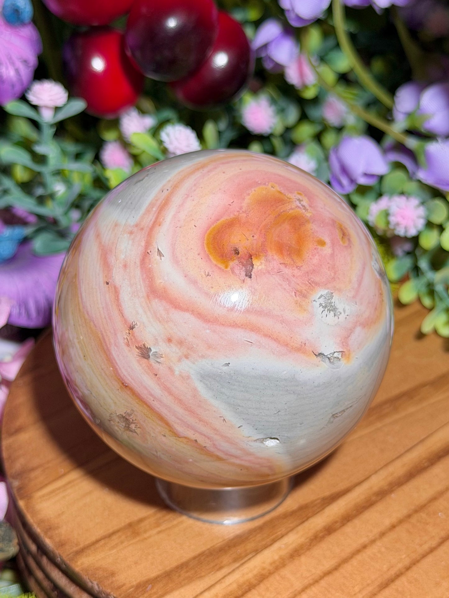 "Baby chicken" zebra jasper sphere