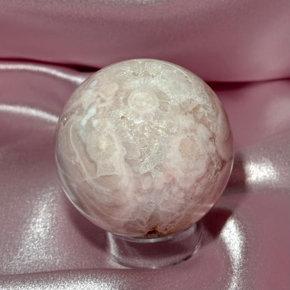 Pink amethyst flower agate sphere *imperfect (C)