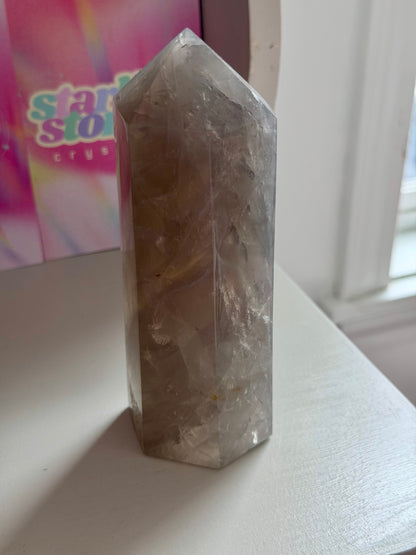 Blue rose quartz tower