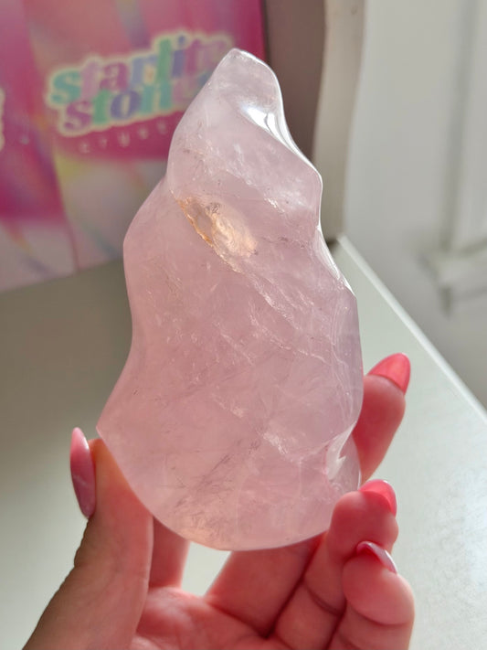 Gemmy star rose quartz flame