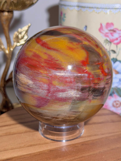 Statement colorful petrified wood sphere