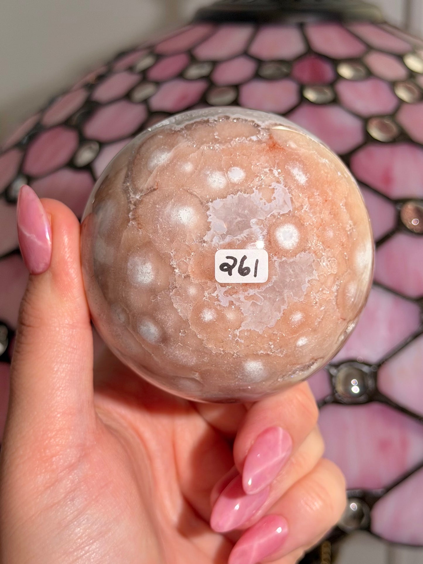 Pink amethyst x flower agate sphere