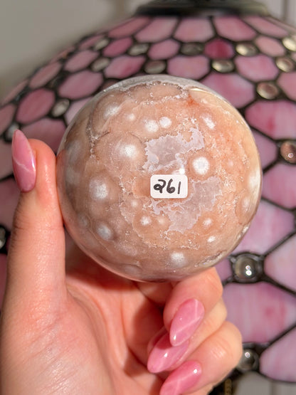 Pink amethyst x flower agate sphere