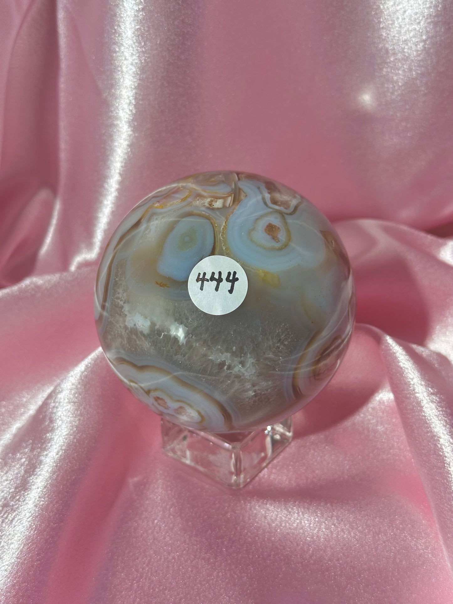 Blue pastel flower agate sphere from Madagascar