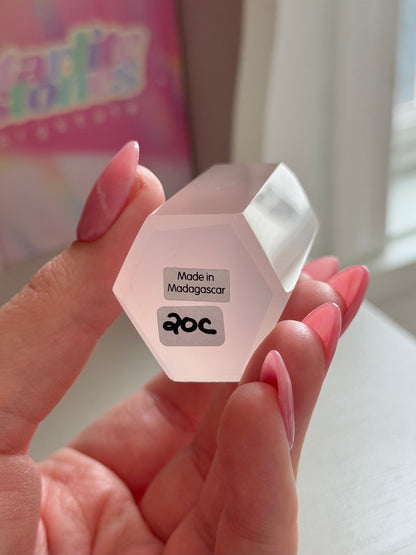 Jelly pink rose quartz tower