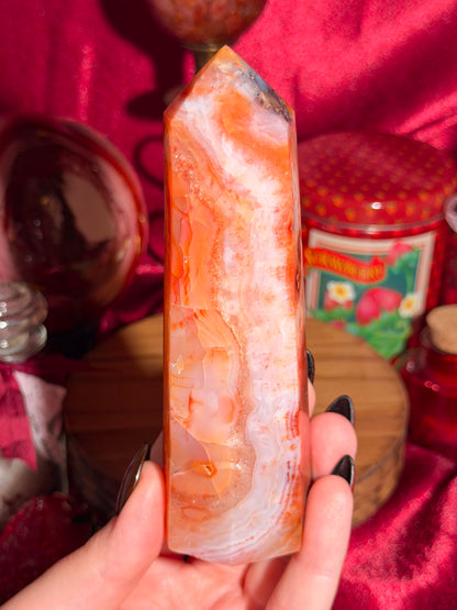 Mossy & quartzy orange creamsicle carnelian tower